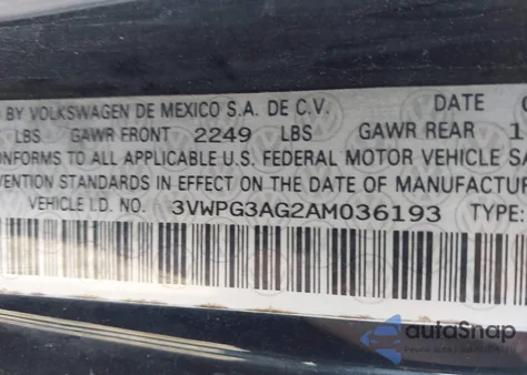 2010 Volkswagen New Beetle 2.5L из США, поврежденный, VIN 3VWPG3AG2AM036193